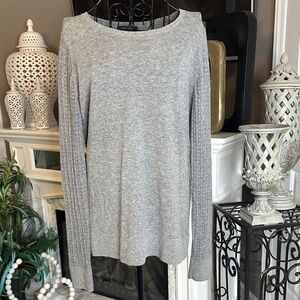 Ann Taylor Light Gray Long Sleeve Top